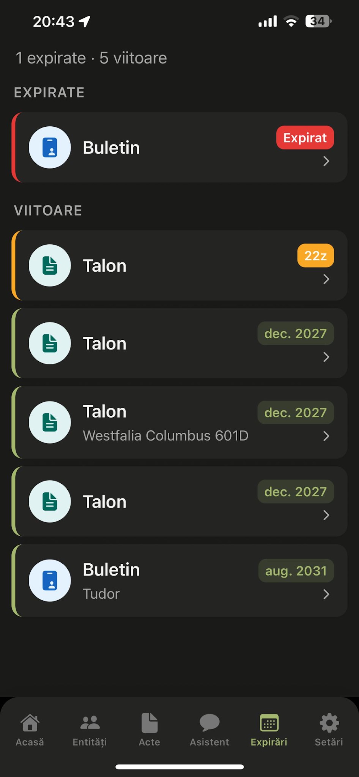 Ecran expirări