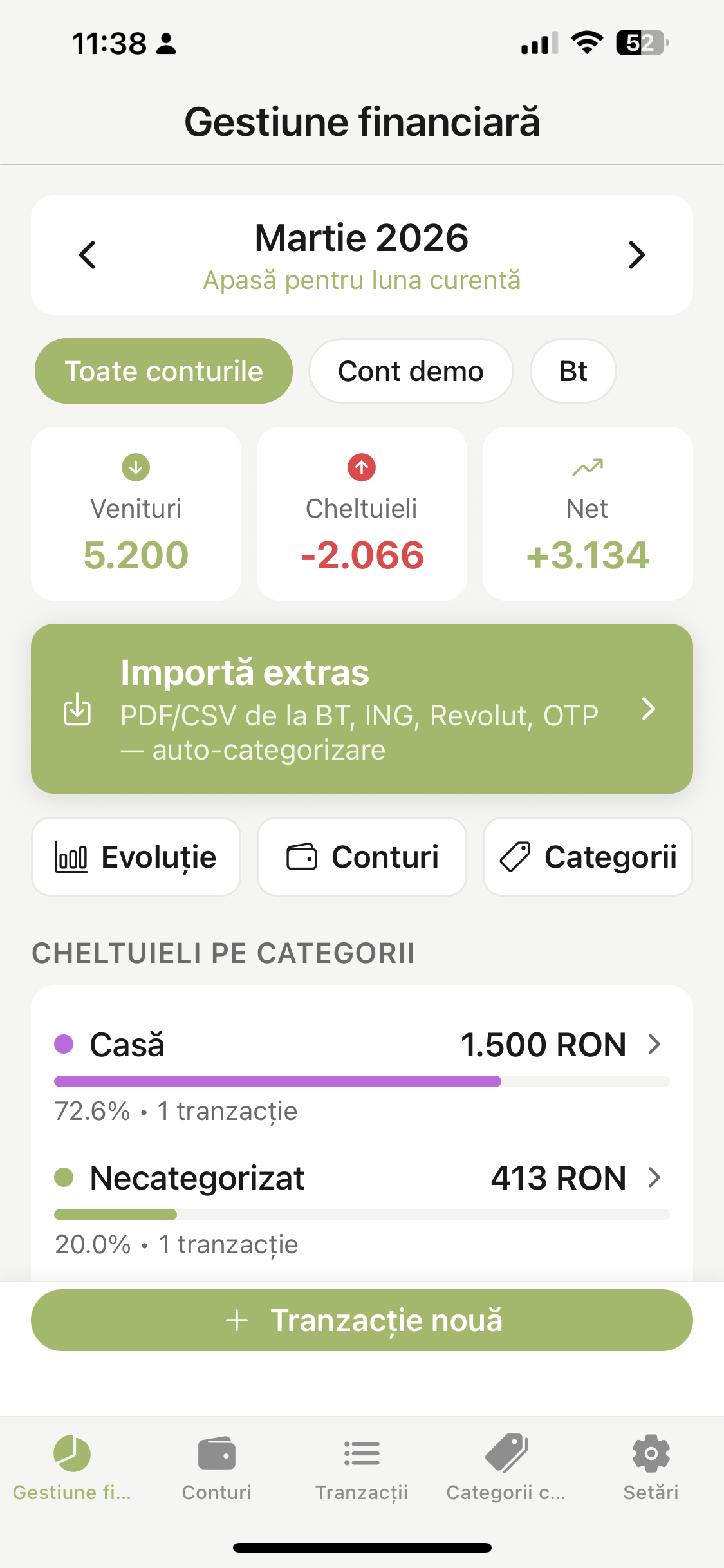 Dashboard Finanțe Personale